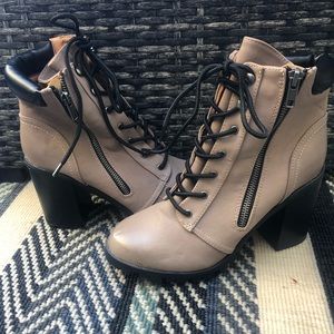 Tan lace-up boots-never been worn!